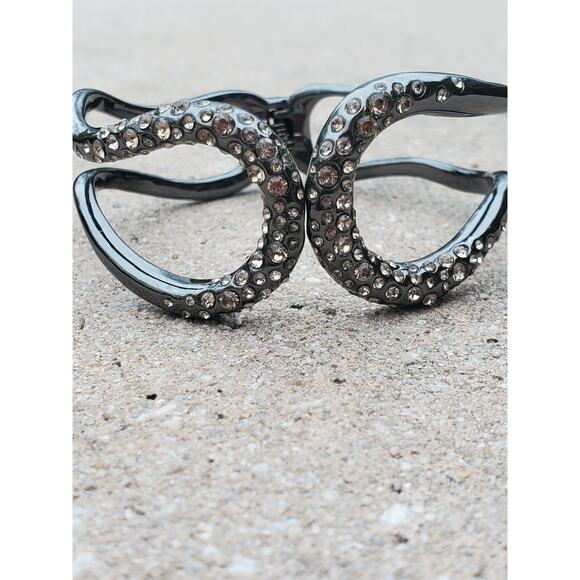 Alexis Bittar Black Tone Crystals Miss Havisham Cuff Bracelet MEDIUM 6-1/2in - Picture 1 of 8